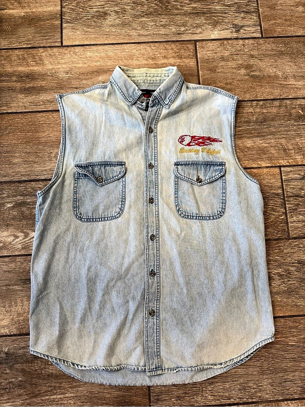 TWIN Men's Blue Denim Motorcycle Vest Size Medium